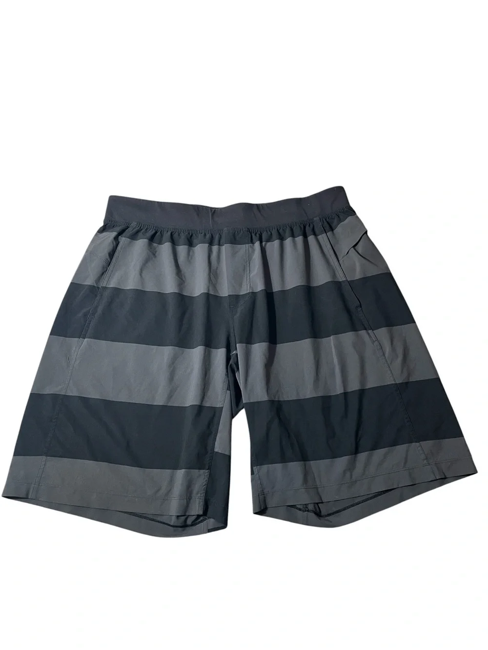 B8- Men's Striped Performance Shorts in Charcoal and Slate Gray
